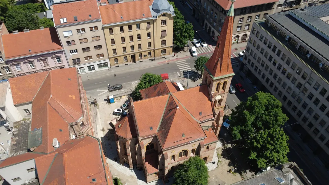 Evangelička crkva u Zagrebu iz zraka
